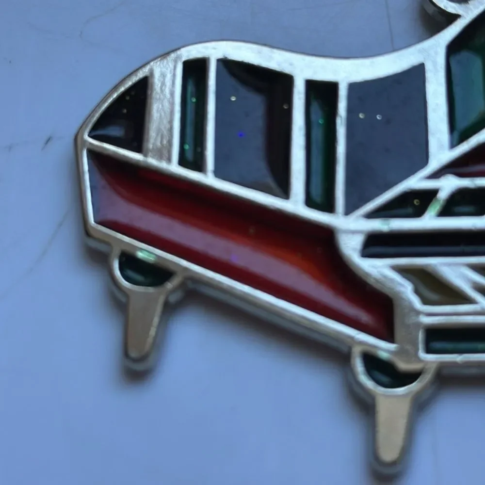 Russ Stained Glass Chrome Plated Grand Piano‎ Ornament